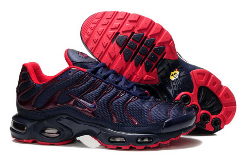 Nike Tn Nouveaux Hommes Chaussures Maille Bleu Fonce Rouge 2014